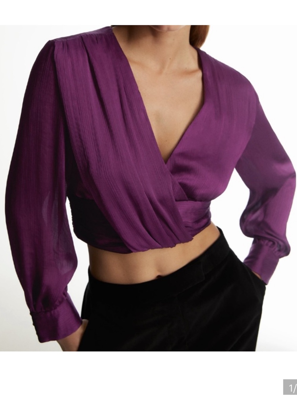 Zara Plum Wrap Surplice Crop Top